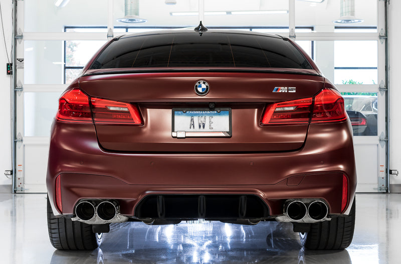AWE Tuning 18-19 BMW M5 (F90) 4.4T AWD SwitchPath Cat-Back Exhaust - Chrome Silver Tips