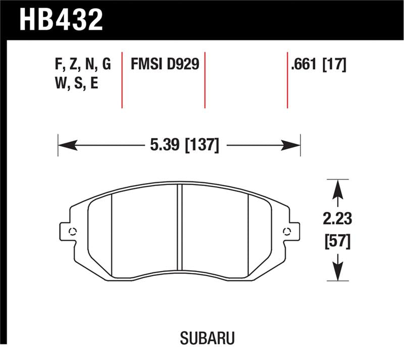 Hawk Performance Hawk 03-05 WRX / 08 WRX D929 HP+ Street Front Brake Pads