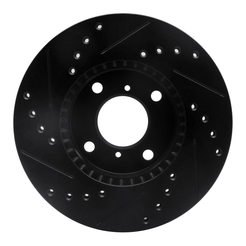 R1 Concepts R1 99-07 Suzuki Esteem Front Right Drilled & Slotted Black Brake Rotor