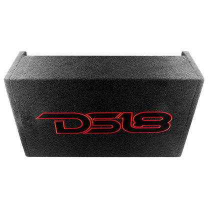 DS18 Single 10in Shallow Subwoofer & Enclosure 300 Watt RMS Downfiring Sealed Black Carpet Amplified