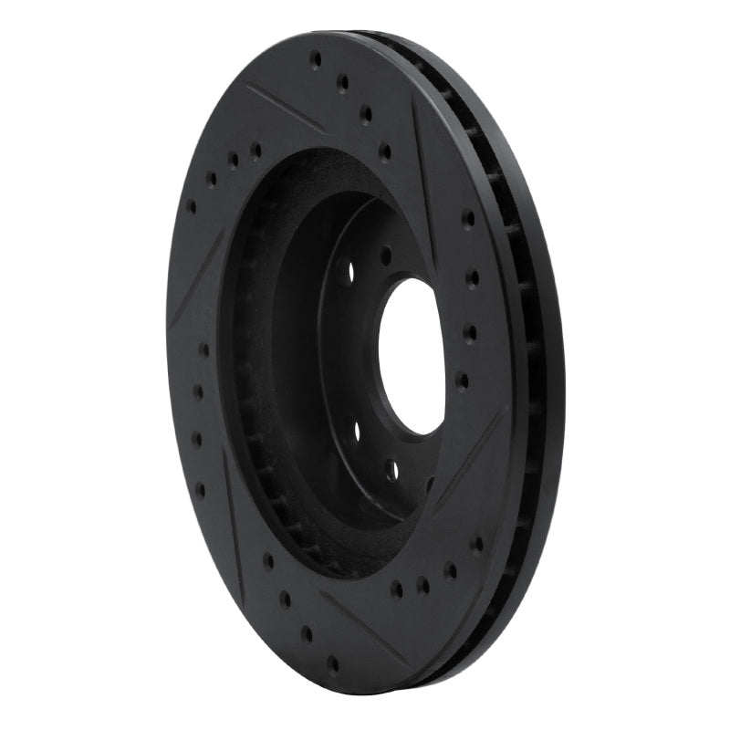 R1 Concepts R1 88-92 Ford Probe Front Left Drilled & Slotted Black Brake Rotor