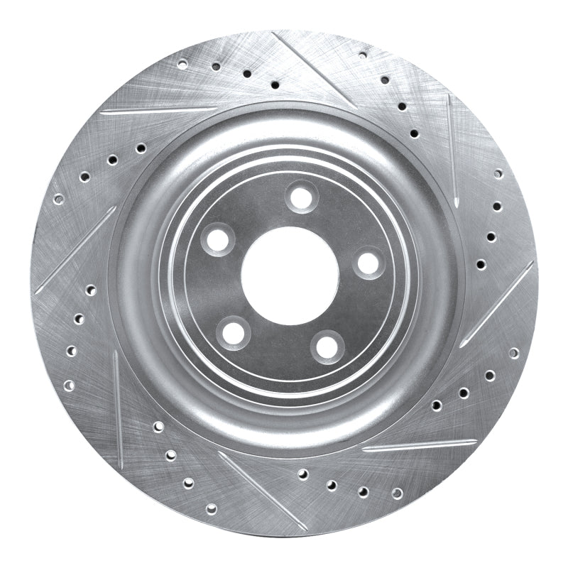 R1 Concepts R1 08-09 Jaguar XKR Right Rear Drilled & Slotted Silver Brake Rotor