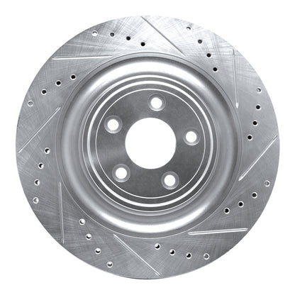 R1 Concepts R1 08-09 Jaguar XKR Right Rear Drilled & Slotted Silver Brake Rotor