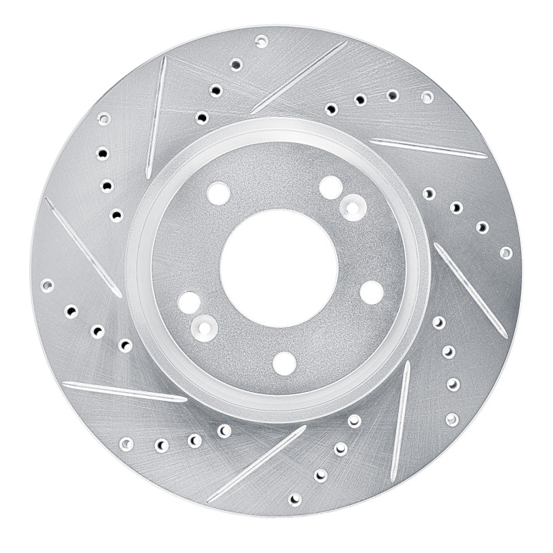 R1 Concepts R1 15-19 Kia SOUL EV Front Left Drilled & Slotted Silver Brake Rotor