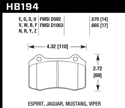 Hawk Performance Hawk 2010 Camaro SS DTC-70 Race Rear Brake Pads