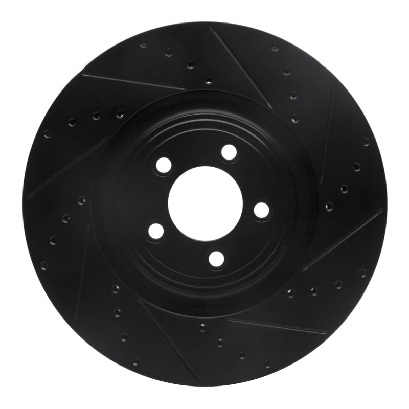 R1 Concepts R1 06-21 Jaguar F-Type Front Right Drilled & Slotted Black Brake Rotor
