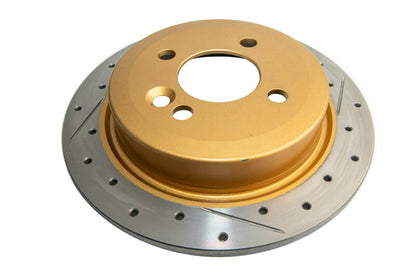 DBA 07-16 Mini Cooper (14mm Lug Excl JCW Brakes) Rear Street Series Drill & Slot Rotor w/Gold Hat