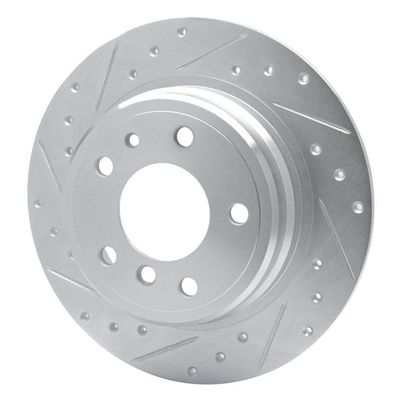 R1 Concepts R1 89-95 BMW 535I Rear Left Drilled & Slotted Silver Brake Rotor