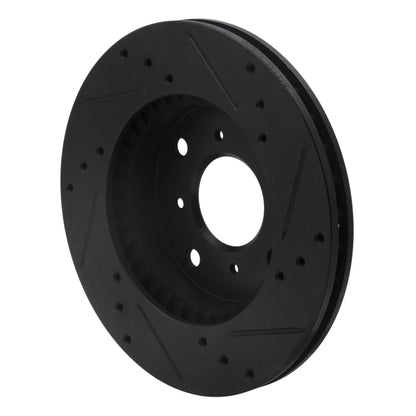 R1 Concepts R1 92-96 Honda Prelude Front Left Drilled & Slotted Black Brake Rotor