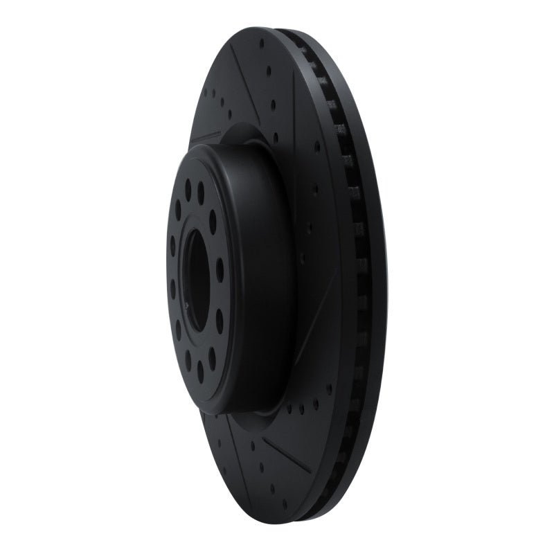 R1 Concepts R1 19-25 Ram 1500 Front Right Drilled & Slotted Black Brake Rotor