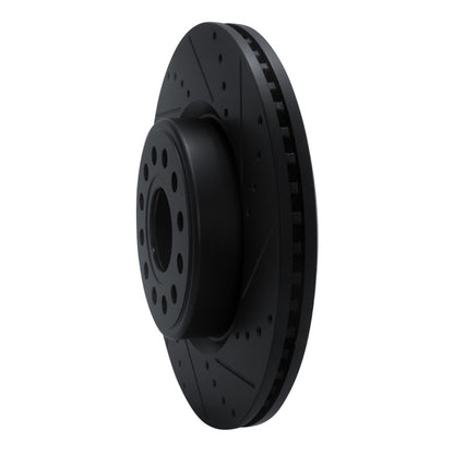 R1 Concepts R1 19-25 Ram 1500 Front Right Drilled & Slotted Black Brake Rotor