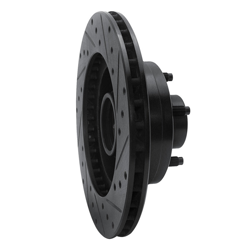 R1 Concepts R1 80-83 Ford F-150 RWD Front Left Drilled & Slotted Black Brake Rotor