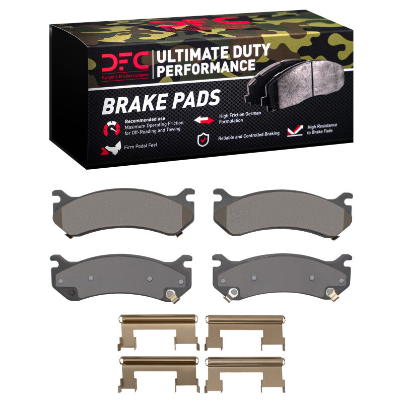 DFC 99-13 Cadillac Escalade EXT Front/Rear Ultimate Duty Performance Brake Pads and Hardware Kit