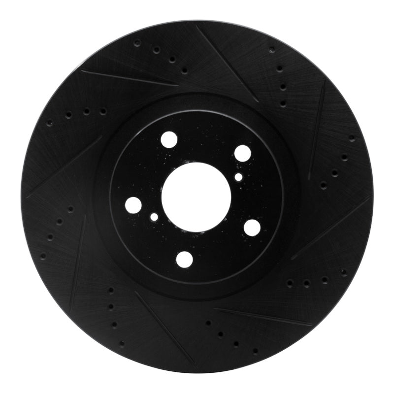 R1 Concepts R1 93-98 Toyota Supra Left Front Drilled & Slotted Black Brake Rotor