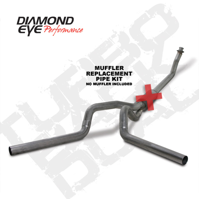 Diamond Eye Performance Diamond Eye KIT 4in Turbo Back MFLR RPLCMENT PIPE DUAL SS: 94-02 DODGE CUMMINS 5.9L