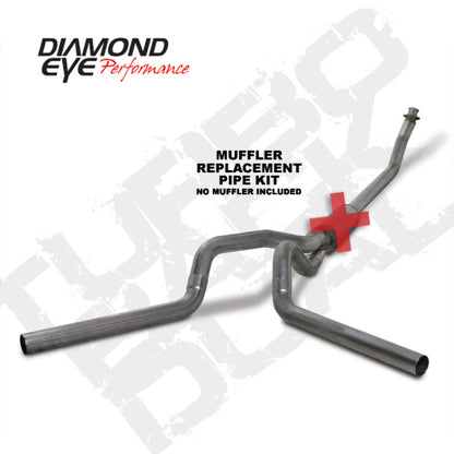 Diamond Eye Performance Diamond Eye KIT 4in Turbo Back MFLR RPLCMENT PIPE DUAL SS: 94-02 DODGE CUMMINS 5.9L
