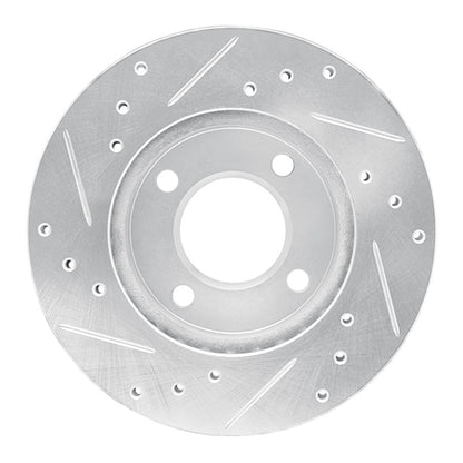 R1 Concepts R1 92-00 Dodge COLT Front Right Drilled & Slotted Silver Brake Rotor