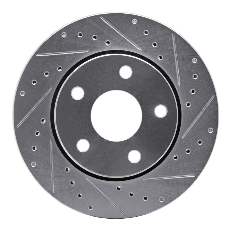 R1 Concepts R1 07-18 Jeep Wrangler Front Right Drilled & Slotted Silver Brake Rotor