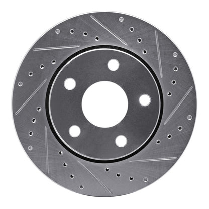 R1 Concepts R1 07-18 Jeep Wrangler Front Right Drilled & Slotted Silver Brake Rotor