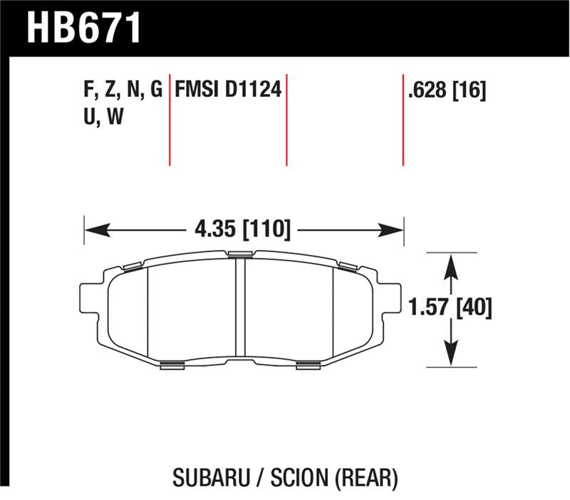 Hawk Performance Hawk 13 Scion FR-S / 13 Subaru BRZ/10-12 Legacy 2.5 GT/3.6R DTC-70 Race Rear Brake Pads