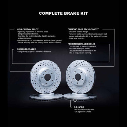 R1 Concepts R1 03-07 Honda Accord Front & Rear Drilled & Slotted Carbon Coated Brake Rotor Set