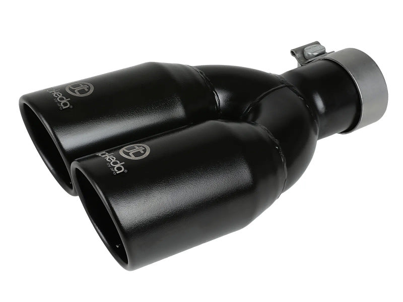aFe Takeda 304 Stainless Steel Clamp-on Exhaust Tip Black 2-1/2ininlet x 3-1/2in Outlet X 12in L