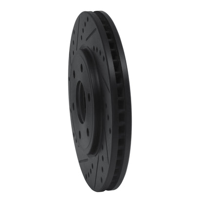 R1 Concepts R1 05-21 Nissan Frontier Front Left Drilled & Slotted Black Brake Rotor