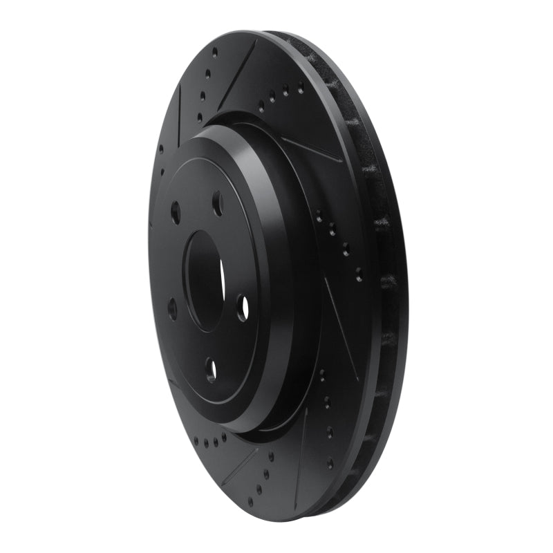 R1 Concepts R1 2012-2025 Dodge Durango Rear Left Drilled & Slotted Black Brake Rotor