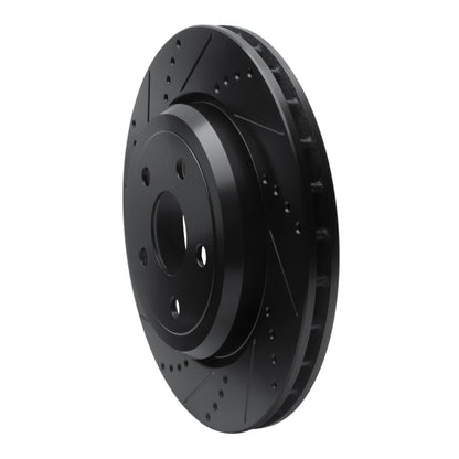 R1 Concepts R1 2012-2025 Dodge Durango Rear Left Drilled & Slotted Black Brake Rotor