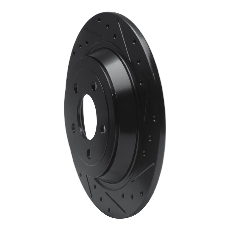 R1 Concepts R1 15-23 Ford Mustang Rear Right Drilled & Slotted Black Brake Rotor
