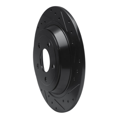 R1 Concepts R1 15-23 Ford Mustang Rear Right Drilled & Slotted Black Brake Rotor