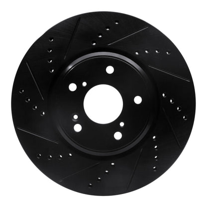 R1 Concepts R1 16-22 Acura ILX Front Left Drilled & Slotted Black Brake Rotor