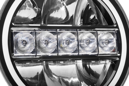 Go Rhino Xplor Blackout Series Maxline LED Hi/Low Beam w/Multi DRL (Surface Mount) 7in. - Blk