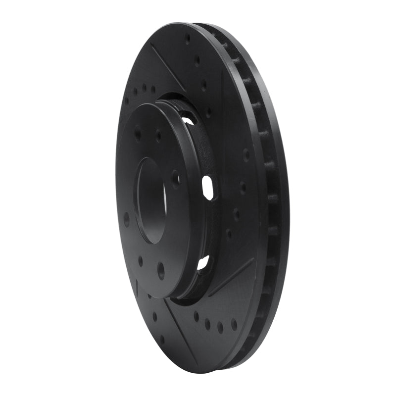 R1 Concepts R1 00-04 Volvo V40 Front Right Drilled & Slotted Black Brake Rotor