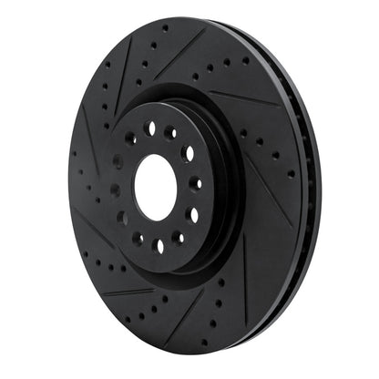R1 Concepts R1 2017-2025 Buick Enclave Front Left Drilled & Slotted Black Brake Rotor