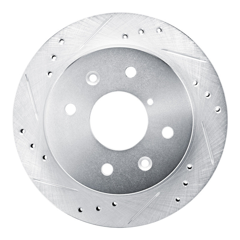 R1 Concepts R1 84-85 Mazda RX-7 Rear Left Drilled & Slotted Silver Brake Rotor