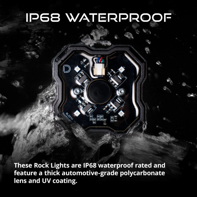 Diode Dynamics Stage Series SXS Rock Light Installer Kit - RGBW M8 w/Controller (8-pack)