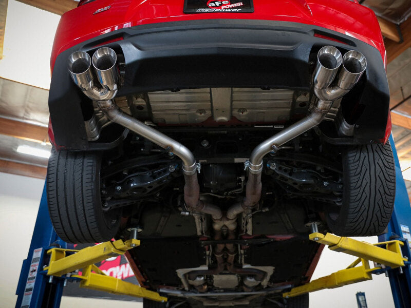 aFe POWER MACH Force-Xp 3in Axle-Back Exhaust 16-20 Chevy Camaro SS V8 6.2L w/o Mufflers - Polished