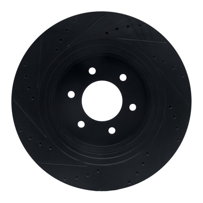 R1 Concepts R1 16-24 Nissan Titan XD Front Right Drilled & Slotted Black Brake Rotor
