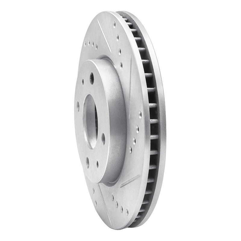 R1 Concepts R1 04-04 Mitsubishi Lancer Front Right Drilled & Slotted Silver Brake Rotor