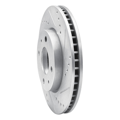 R1 Concepts R1 04-04 Mitsubishi Lancer Front Right Drilled & Slotted Silver Brake Rotor