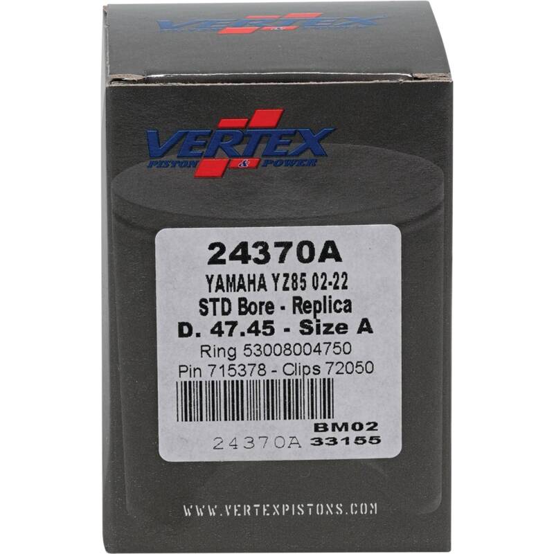 Vertex Pistons Vertex Piston 02-24 Yamaha YZ 85 85cc Cast Replica Piston Kit