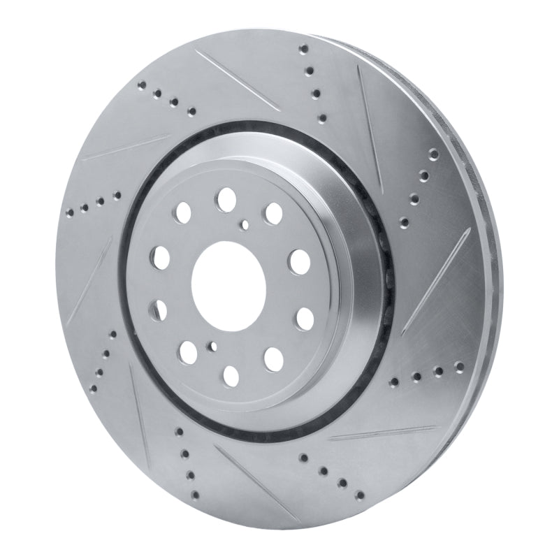 R1 Concepts R1 07-23 Lexus LS600h Left Front Drilled & Slotted Silver Brake Rotor