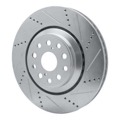 R1 Concepts R1 07-23 Lexus LS600h Left Front Drilled & Slotted Silver Brake Rotor