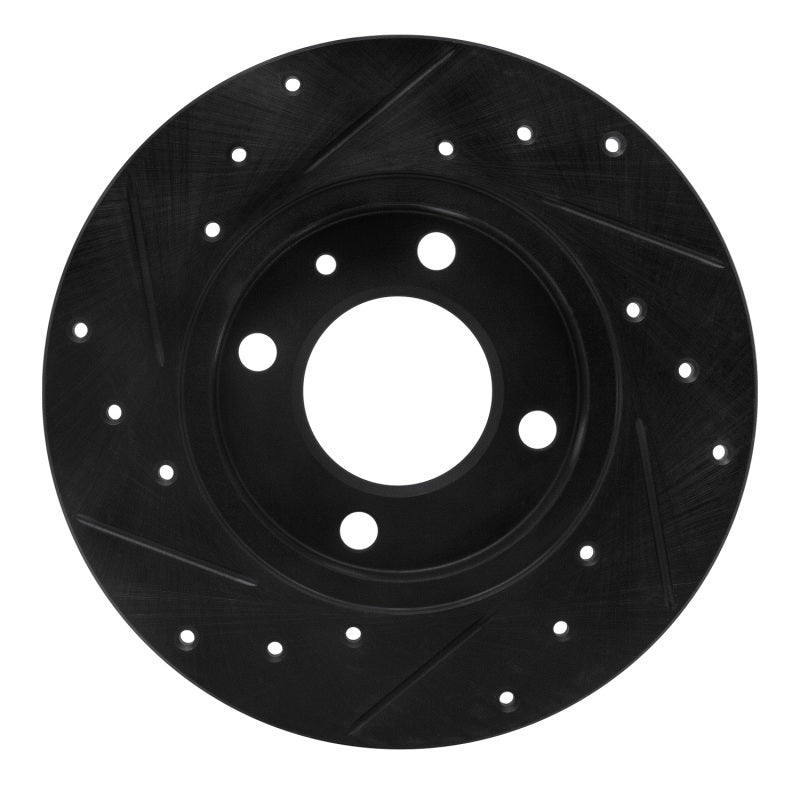 R1 Concepts R1 73-05 Audi Fox Front Right Drilled & Slotted Black Brake Rotor