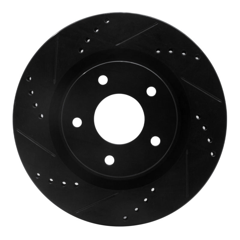 R1 Concepts R1 07-13 Nissan Altima Front Left Drilled & Slotted Black Brake Rotor