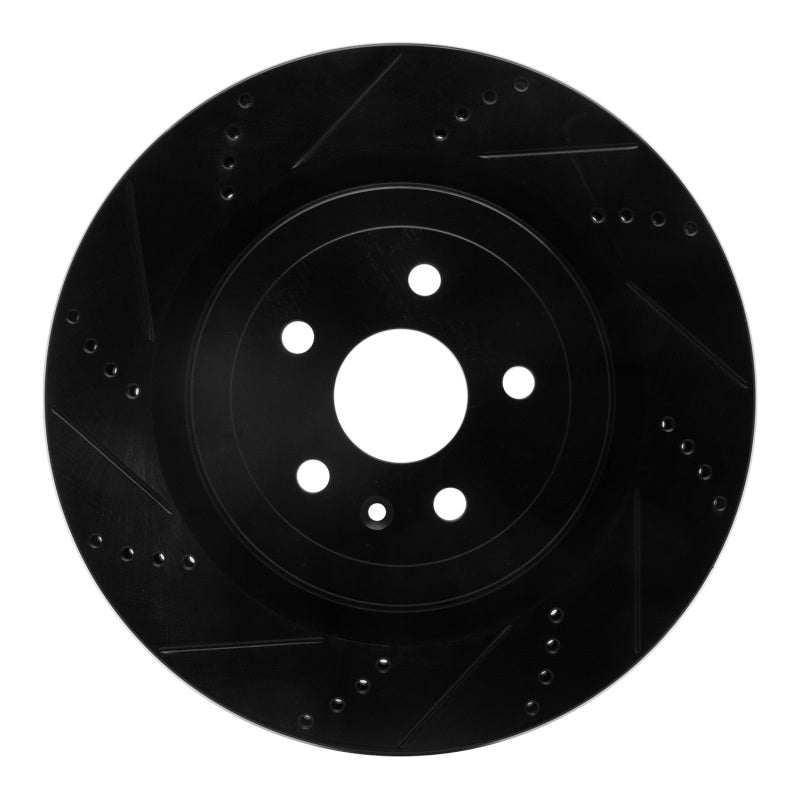 R1 Concepts R1 09-24 Cadillac CTS Rear Left Drilled & Slotted Black Brake Rotor
