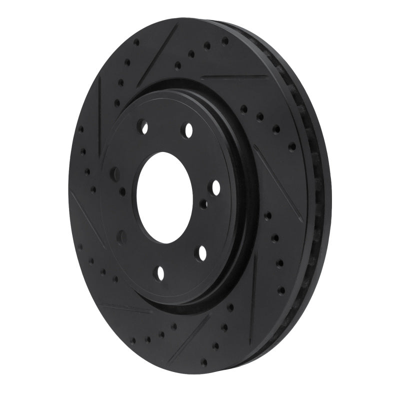 R1 Concepts R1 10-14 Ford F-150 4WD Front Left Drilled & Slotted Black Brake Rotor