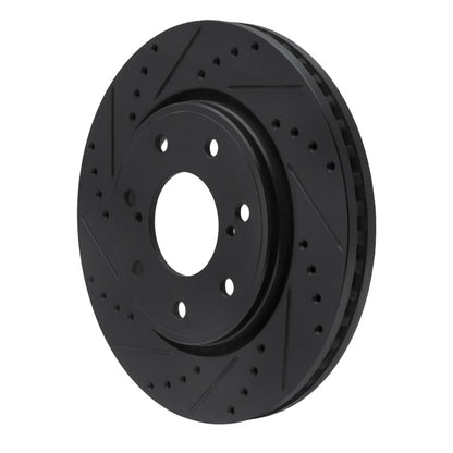 R1 Concepts R1 10-14 Ford F-150 4WD Front Left Drilled & Slotted Black Brake Rotor