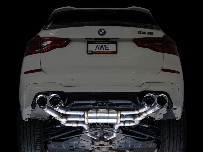 AWE Tuning 20-25 BMW X3 M/M Comp (F97) AWD SwitchPath Axle-Back Exhaust - Chrome Silver Tips